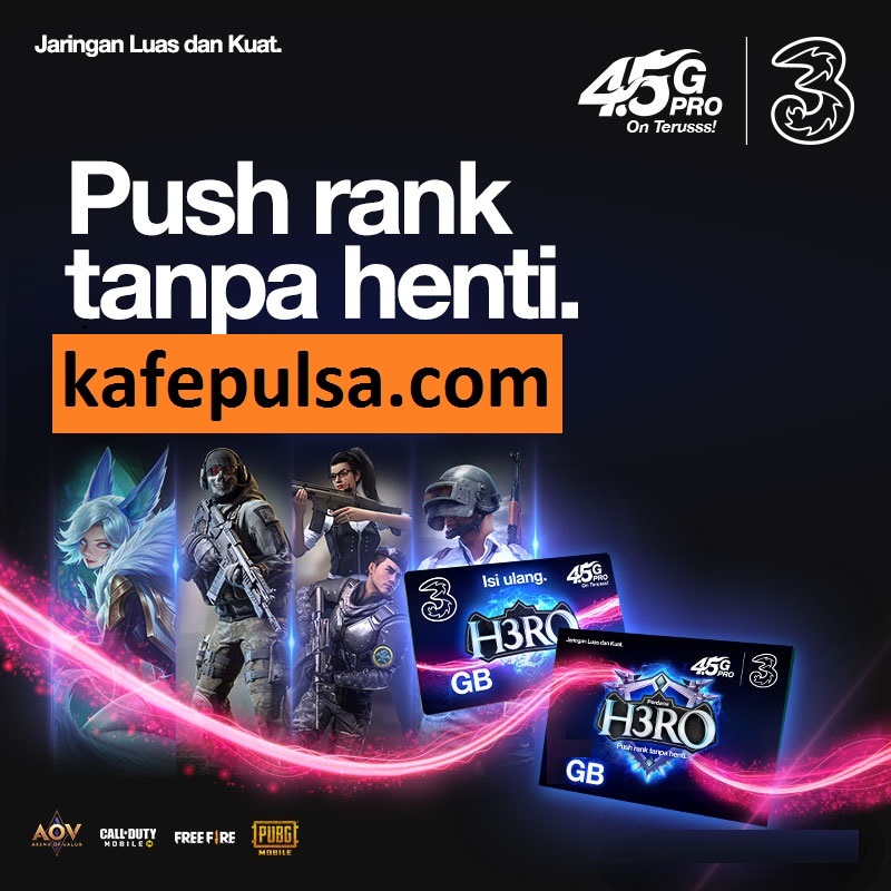 Kuota Three Three Data Bonus Diamond - 2GB 30 Hari + 50 Diamond FF